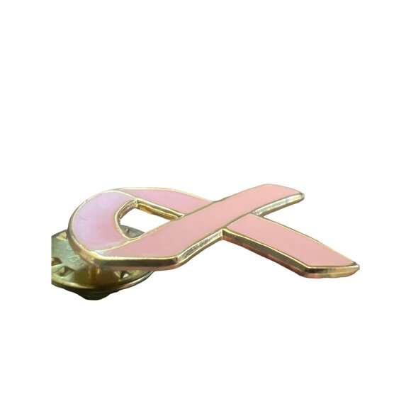Pink Breast Cancer Awareness Ribbon Enamel Pin Brooch 1 inch - Picture 4 of 9